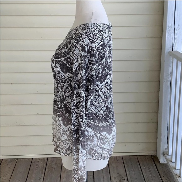 Cato Top Long Sleeve Geometric Floral Lace Print  XL Casual Blouse Tee Shirt - Picture 2 of 7